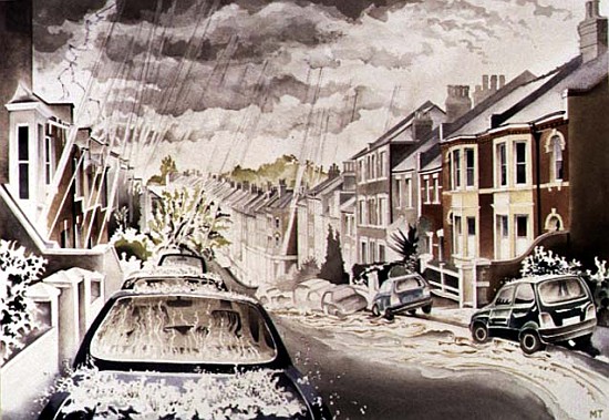 Sudden Downpour in NW5 District, 1998 (w/c on paper)  von Miles  Thistlethwaite