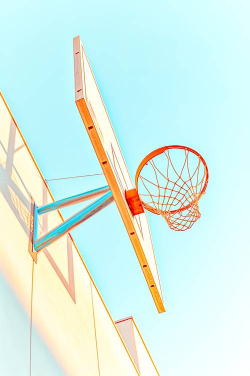 Basketball Korb von unten. Pastellfarbene Illustrationen  von Miro May