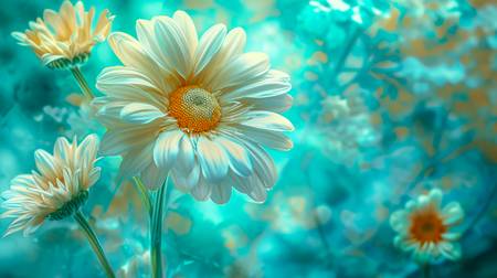 Gänseblümchen auf einer Sommerwiese in blau