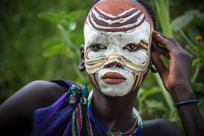 Portrait Frau in Omo Valley in Äthiopien, Afrika.