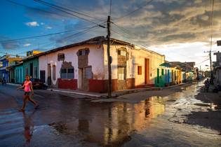 Walk in rain. Trinidad, Cuba