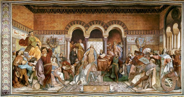 Der Saengerkrieg, c.1854-55 von Moritz von Schwind