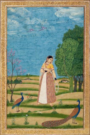 Lady with peacocks, from the Small Clive Album