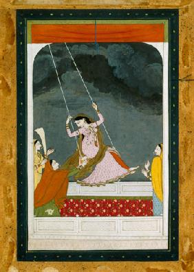 A lady on a swing, Kangra Punjab hills