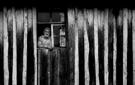 black and white house