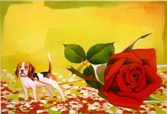 The Rose and the Dog, 2004 (oil on canvas)  von Myung-Bo  Sim