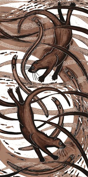 Otter with Eel von Nat  Morley