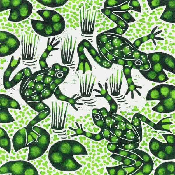 Leaping Frogs, 2003 (woodcut) 