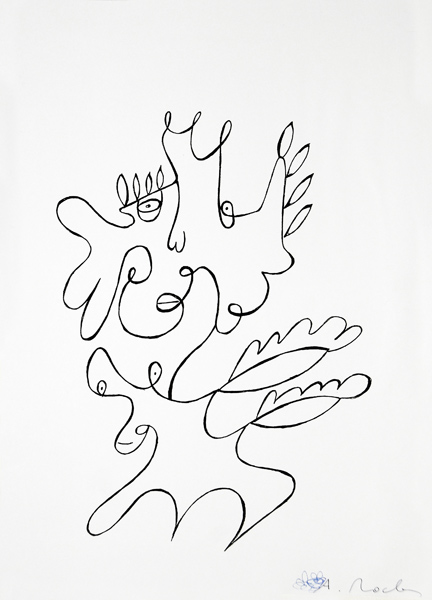 der Löwe und das Pferd (Tinte) von Luisa Neige