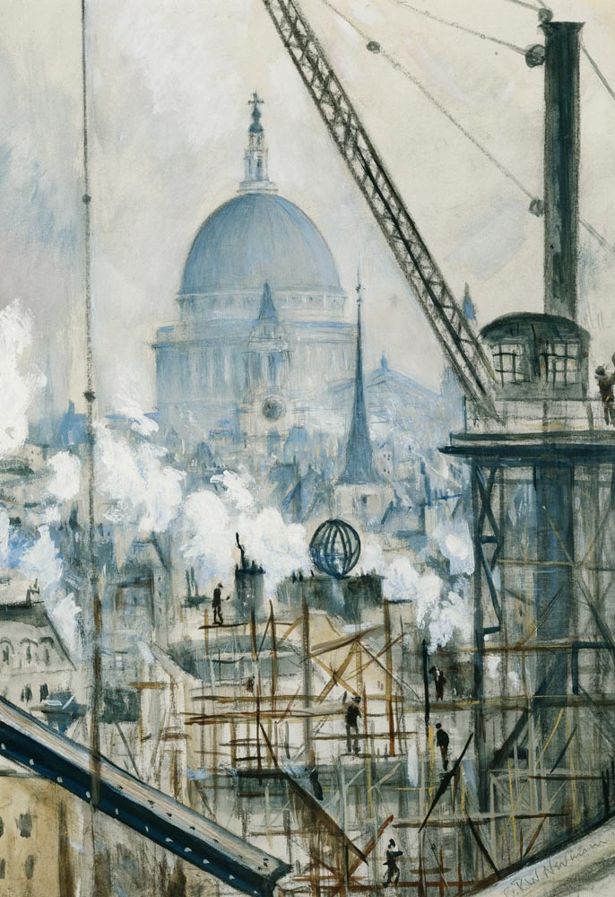St Paul's Cathedral vom Telegraph Building aus, Fleet Street. von Christopher R.W. Nevinson