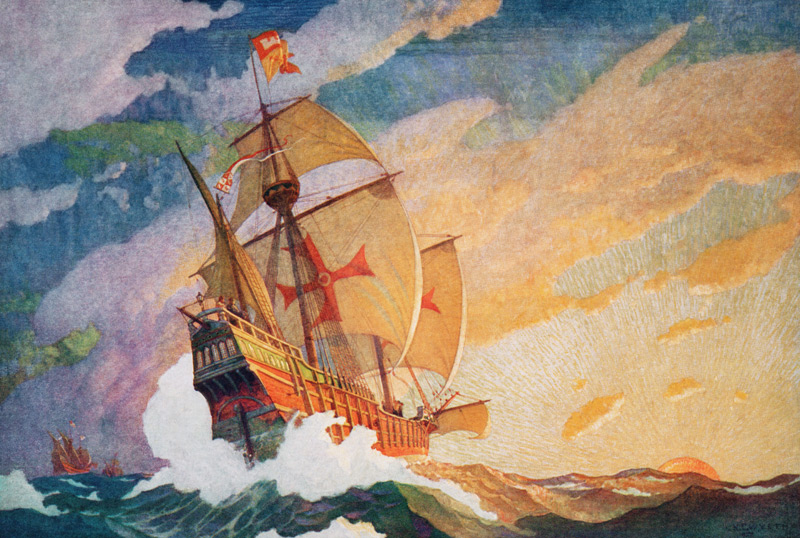 Columbus Crossing the Atlantic von Newell Convers Wyeth