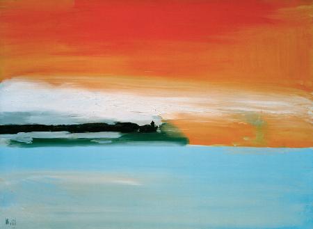 Railway by the sea, setting sun