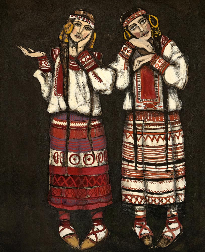 Kostümentwurf zum Ballett Das Frühlingsopfer (Le Sacre du Printemps)  von I. Strawinski von Nikolai Konstantinow Roerich