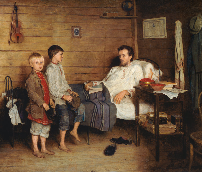 Beim kranken Lehrer von Nikolai P. Bogdanow-Bjelski