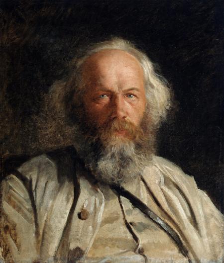 Porträt des Theoretikers des Anarchismus Michail A. Bakunin (1814-1876)
