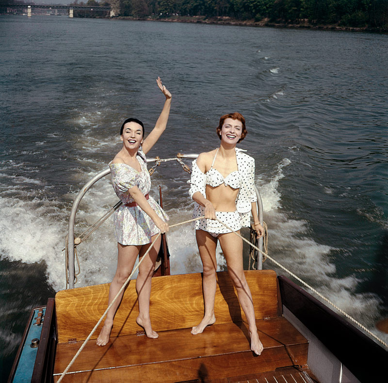 Actresses Ludmilla Tcherina and Andree Debar on A Boat von 