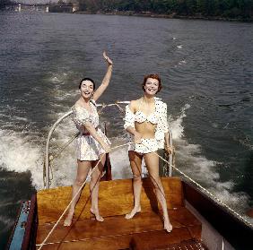 Actresses Ludmilla Tcherina and Andree Debar on A Boat