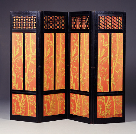 An Ebonised Four Fold Aesthetic Movement Screen von 