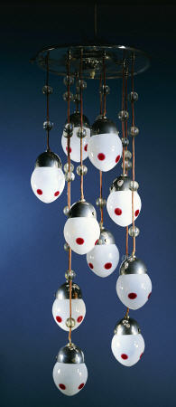 A Wiener Werkstatte Chromed Metal And Glass Hanging Light Design Attributed To Koloman Moser (1868-1 von 