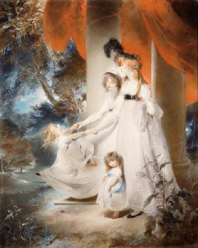 Portrait Of Mrs Ayscoghe  Boucherett With Her Two Eldest Children, Emilia And Ayscoghe, And Her Half
