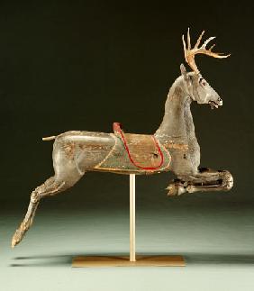 A Rare Painted And Carved Carousel Deer