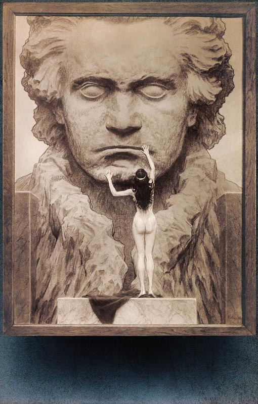 Back View of Nude in Front of Portrait of Beethoven von 