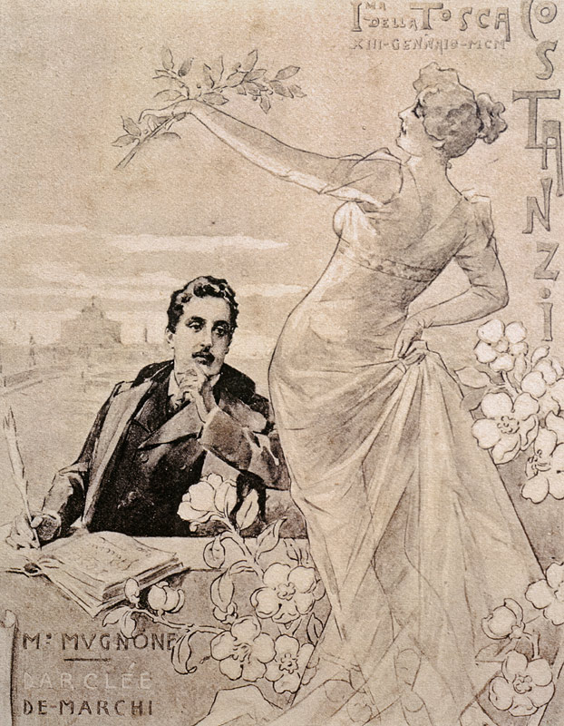 Commemorative Postcard of the first performance of the opera ''Tosca'', by Giacomo Puccini (1858-192 von 