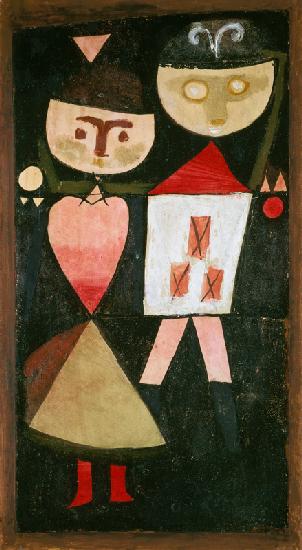 Couple in Fancy Dress, 1923 (no 28) (oil and w/c on paper on cardboard) 