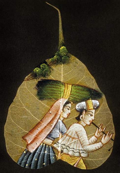 Inde peinture sur feuille d'arbre sechee von 