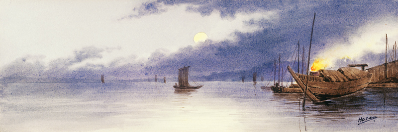 Jap.Küste bei Mondlicht von 