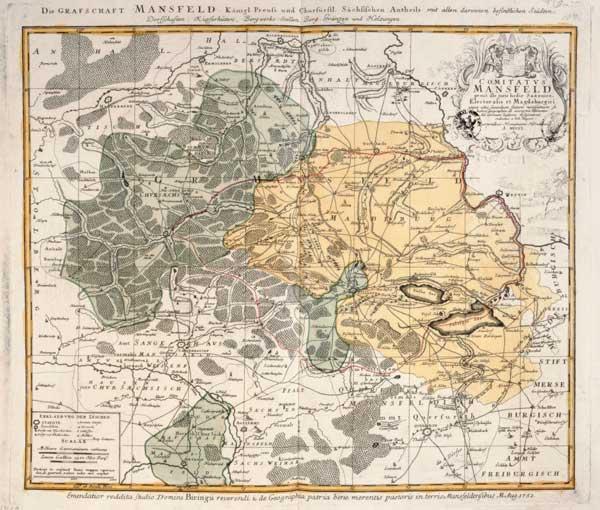 Landkarte Grafschaft Mansfeld 1750
