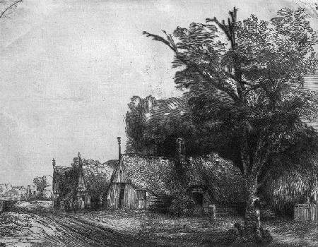 Landscape with Three Cottages