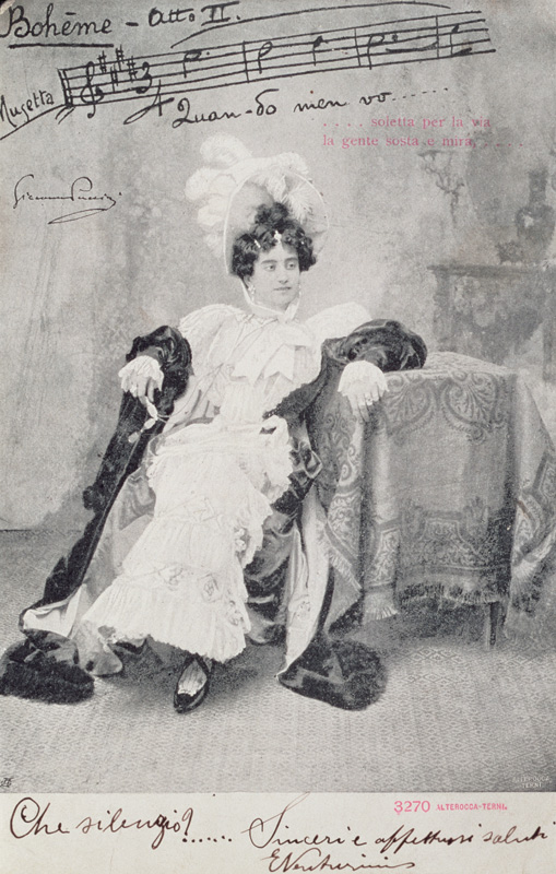 Scene from Act II of the opera ''La Boheme'', by Giacomo Puccini (1858-1924) Published by Alterocca- von 