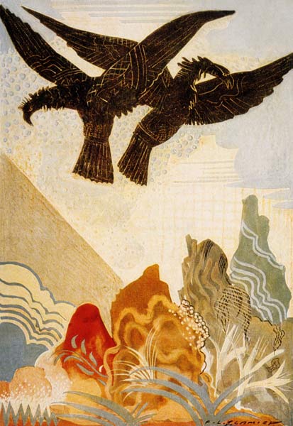 The Odyssey by Homere : the eagles of the omen, engraving by Theo Schmied after Francois-Louis Schmi von 