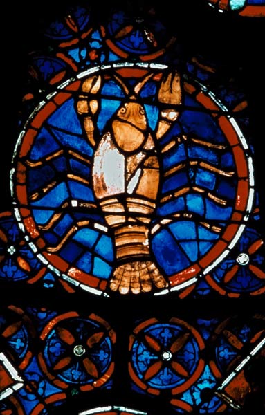 Tierkreis, Krebs /frz. Glasm. 13.Jh. von 