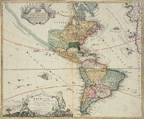 Landkarte von Amerika um 1700
