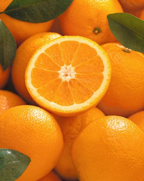 Oranges and cut orange, 1996 (colour photo) 