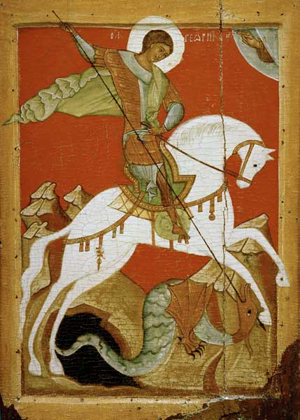Icon of St. George and the Dragon von Novgorod School