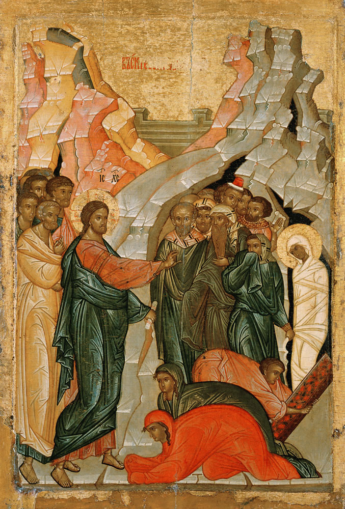 The Raising of Lazarus, Russian icon von Novgorod School