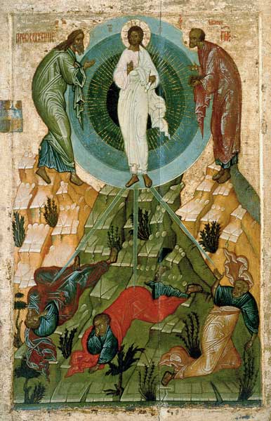 The Transfiguration of Our Lord, Russian icon from the Holy Theotokos Dormition Church on the Voloto von Novgorod School