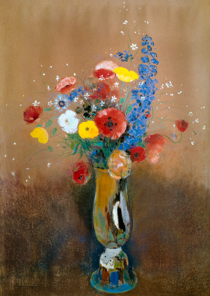 Feldblumenstrauss in hoher Vase von Odilon Redon