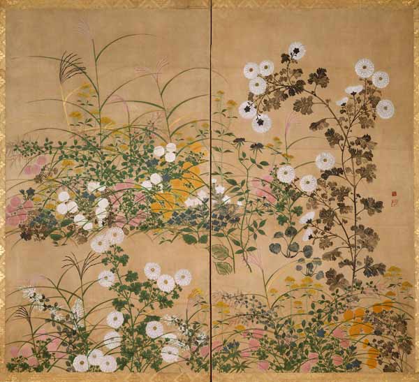 Blütenpflanzen im Herbst von Ogata Korin
