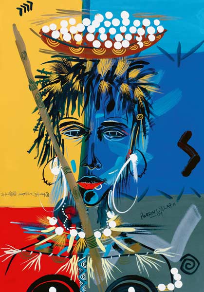 African Beauty 1, 2004 (w/c & ink on paper)  von  Oglafa Ebitari  Perrin