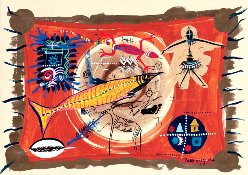 The Delta Habitat 1, 2003 (w/c & ink on paper)  von  Oglafa Ebitari  Perrin