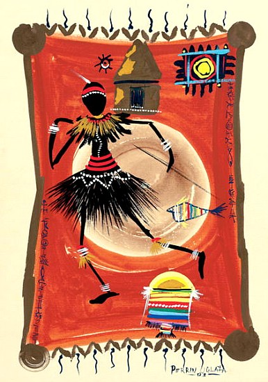 The Block Dance 3, 2003 (w/c & ink on paper)  von  Oglafa Ebitari  Perrin