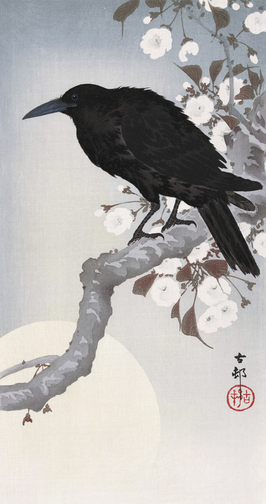Krähe bei Vollmond von Ohara Shôson