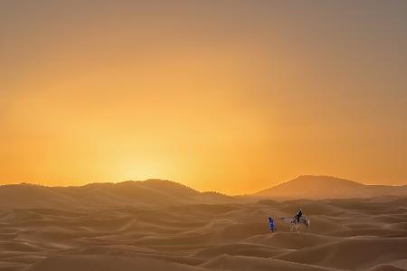 Sunrise in the Sahara Desert.