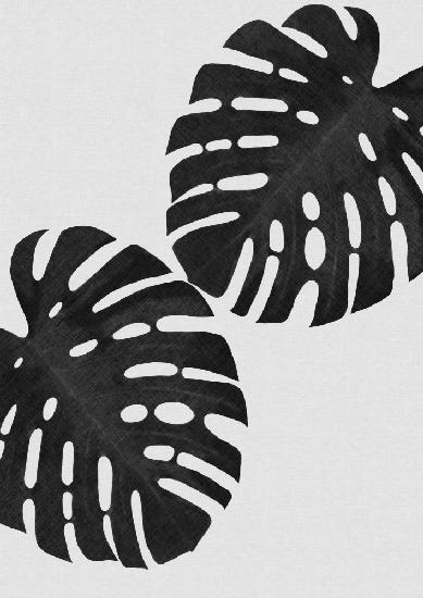 Monstera Leaf Black &amp; White II