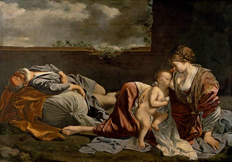 Rast aif der Flucht nach Ägypten von Orazio Gentileschi