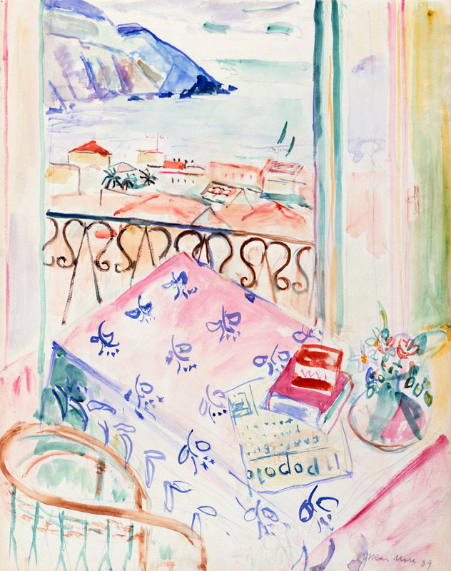 Balkonzimmer mit Blick auf Positano von Oskar Moll